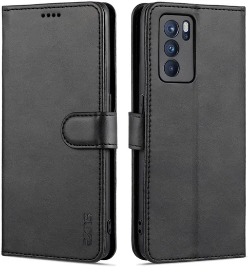 AZNS Oppo Reno 6 5G Hoesje Portemonnee Book Case Kunstleer Zwart afbeelding 2