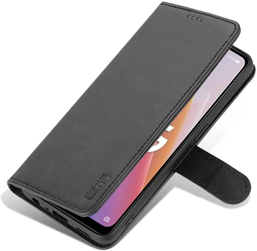 AZNS Oppo Reno 8 Lite Hoesje Wallet Book Case Kunstleer Zwart afbeelding 2