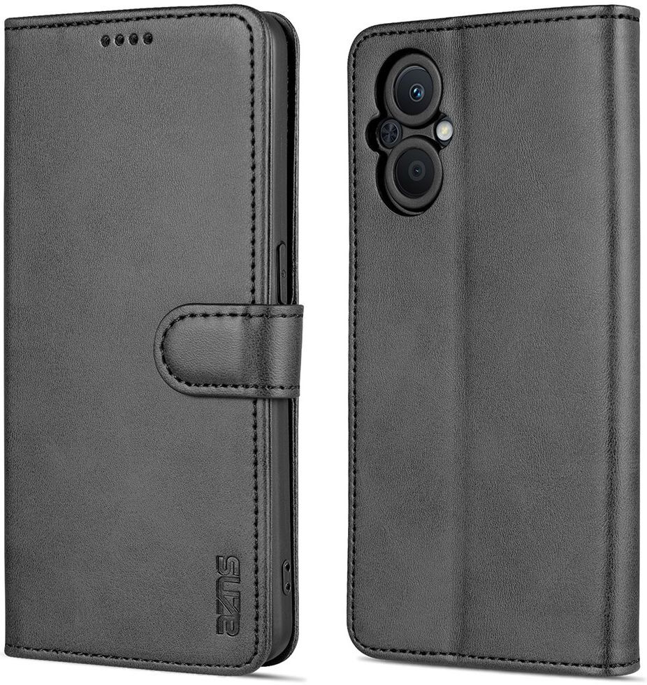 AZNS Oppo Reno 8 Lite Hoesje Wallet Book Case Kunstleer Zwart afbeelding 3