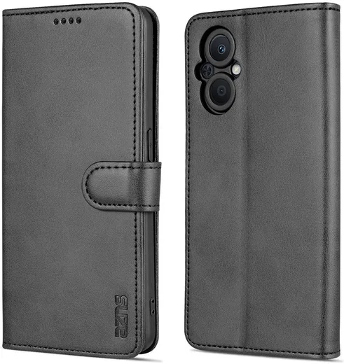 AZNS Oppo Reno 8 Lite Hoesje Wallet Book Case Kunstleer Zwart afbeelding 3