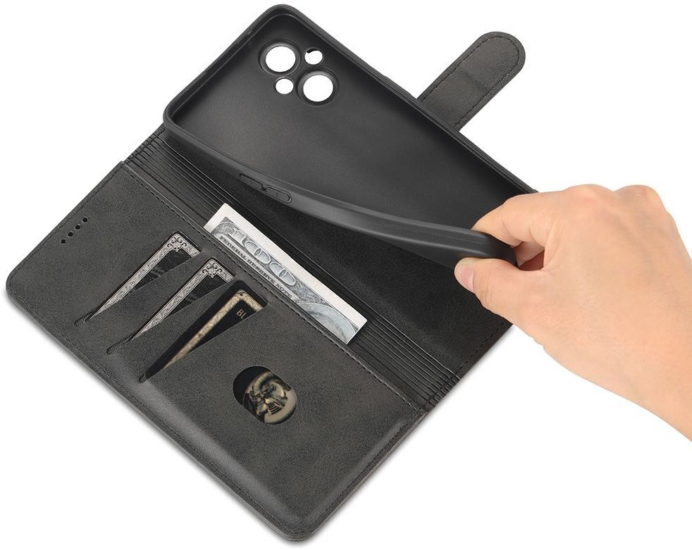 AZNS Oppo Reno 8 Lite Hoesje Wallet Book Case Kunstleer Zwart afbeelding 4