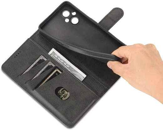 AZNS Oppo Reno 8 Lite Hoesje Wallet Book Case Kunstleer Zwart afbeelding 4