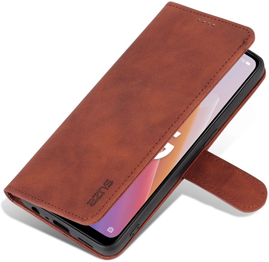 AZNS Oppo Reno 8 Lite Hoesje Wallet Book Case Kunstleer Bruin afbeelding 2