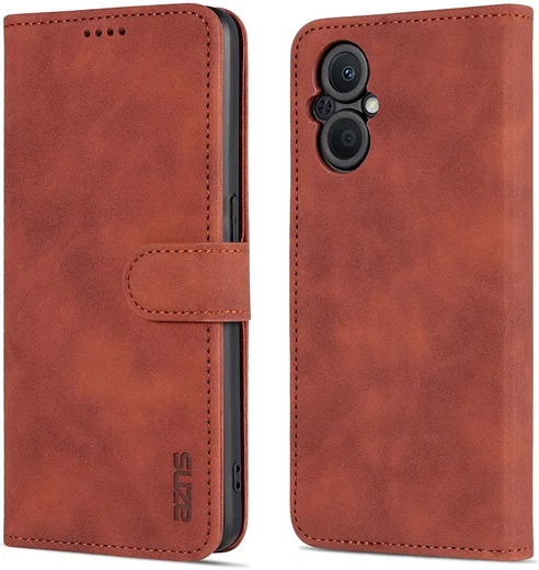 AZNS Oppo Reno 8 Lite Hoesje Wallet Book Case Kunstleer Bruin afbeelding 3