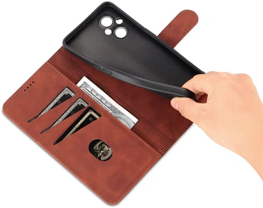 AZNS Oppo Reno 8 Lite Hoesje Wallet Book Case Kunstleer Bruin afbeelding 4
