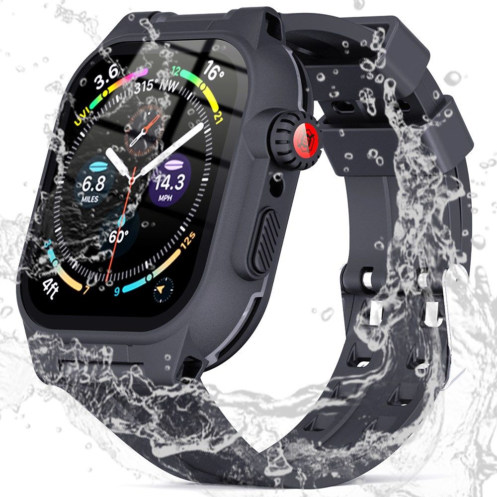 Apple Watch 7/8/9 41MM Hoesje - Full Protect Case + Siliconen Bandje - Zwart afbeelding 1