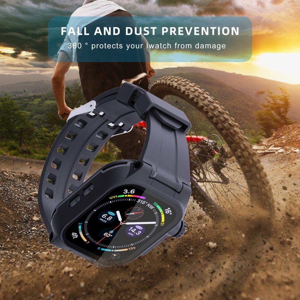 Apple Watch 7/8/9 41MM Hoesje - Full Protect Case + Siliconen Bandje - Zwart afbeelding 5