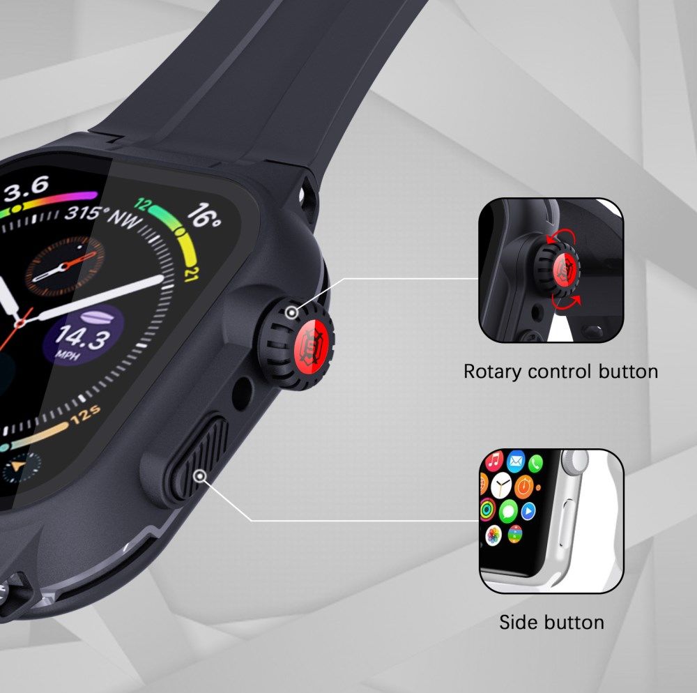 Apple Watch 7/8/9 41MM Hoesje - Full Protect Case + Siliconen Bandje - Zwart afbeelding 6