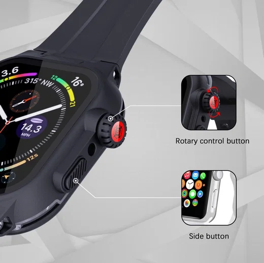 Apple Watch 7/8/9 41MM Hoesje - Full Protect Case + Siliconen Bandje - Zwart afbeelding 6