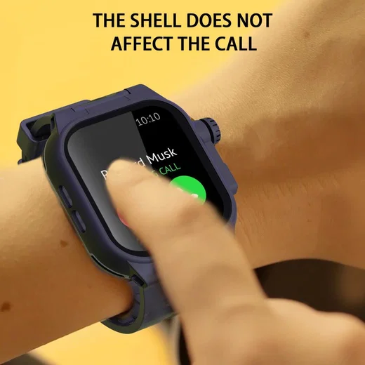 Apple Watch 7/8/9 41MM Hoesje - Full Protect Case + Siliconen Bandje - Zwart afbeelding 8