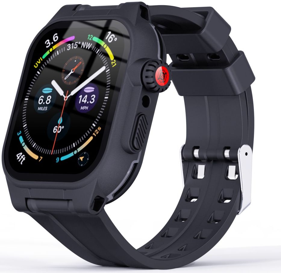 Apple Watch 7/8/9 45MM Case - Full Protection + Siliconen Bandje - Zwart afbeelding 1