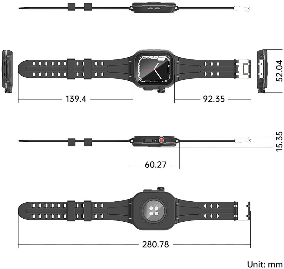 Apple Watch 7/8/9 45MM Case - Full Protection + Siliconen Bandje - Zwart afbeelding 13