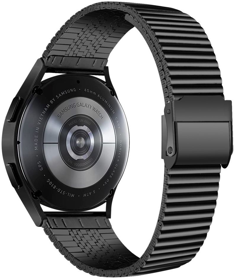 Universeel Smartwatch 22MM Bandje - Metaal - met Dubbele Gesp - Zwart afbeelding 2