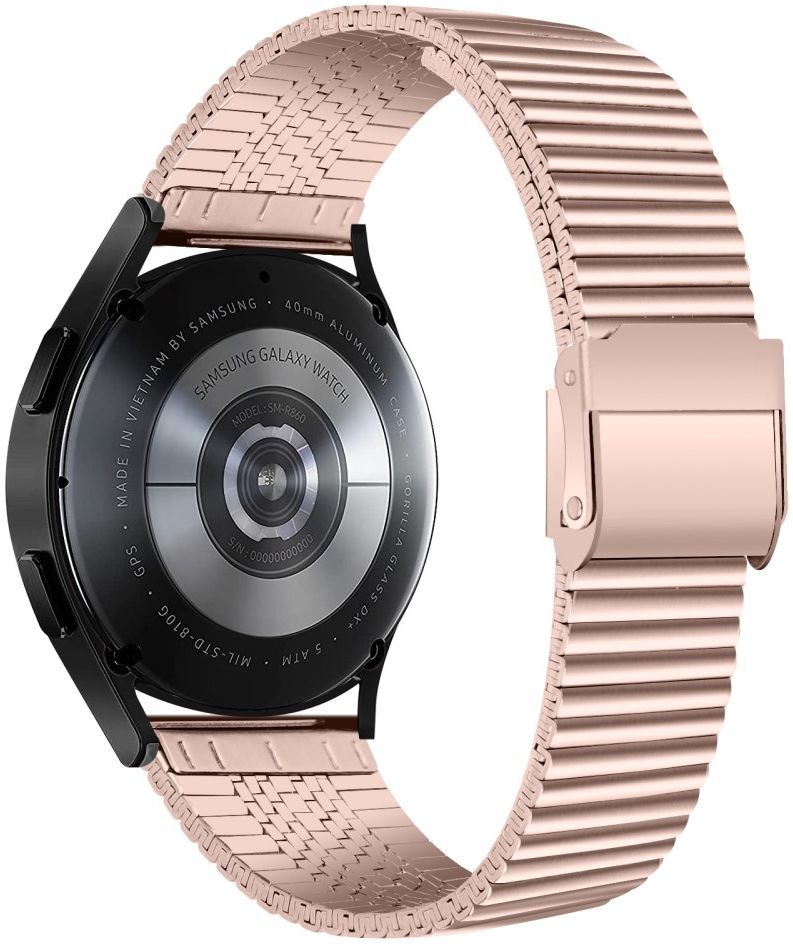Universeel Smartwatch 22MM Bandje - Metaal - met Dubbele Gesp - Roze Goud afbeelding 2