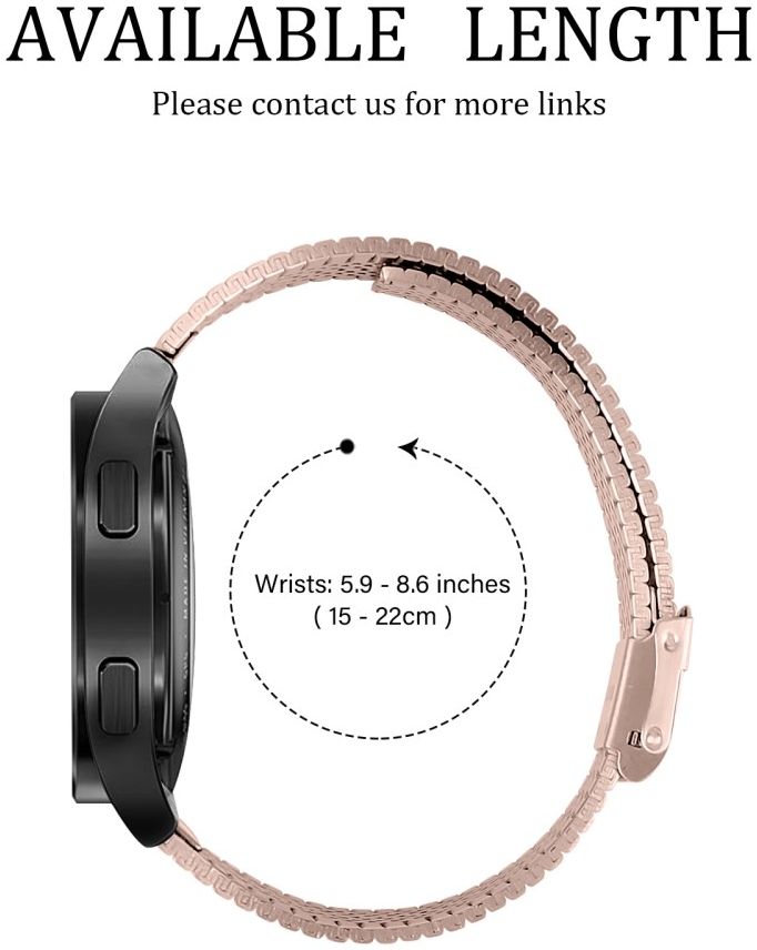 Universeel Smartwatch 22MM Bandje - Metaal - met Dubbele Gesp - Roze Goud afbeelding 5