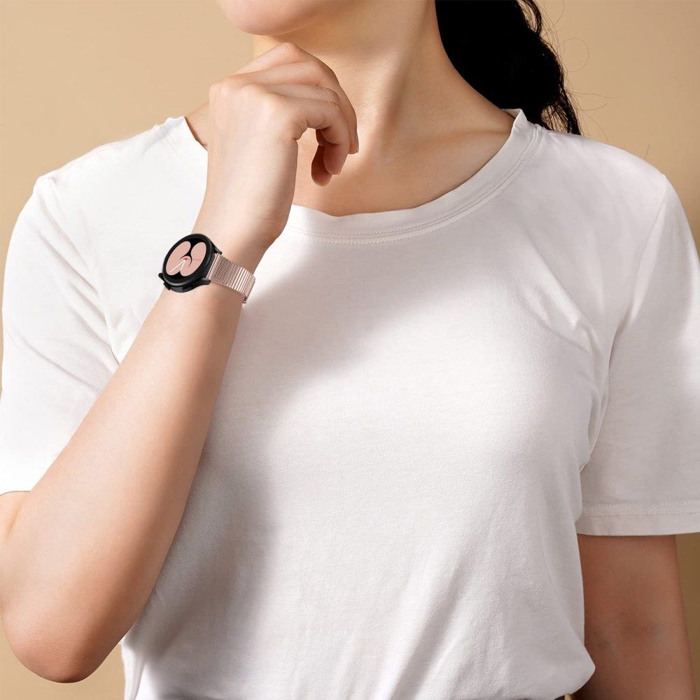 Universeel Smartwatch 22MM Bandje - Metaal - met Dubbele Gesp - Roze Goud afbeelding 7