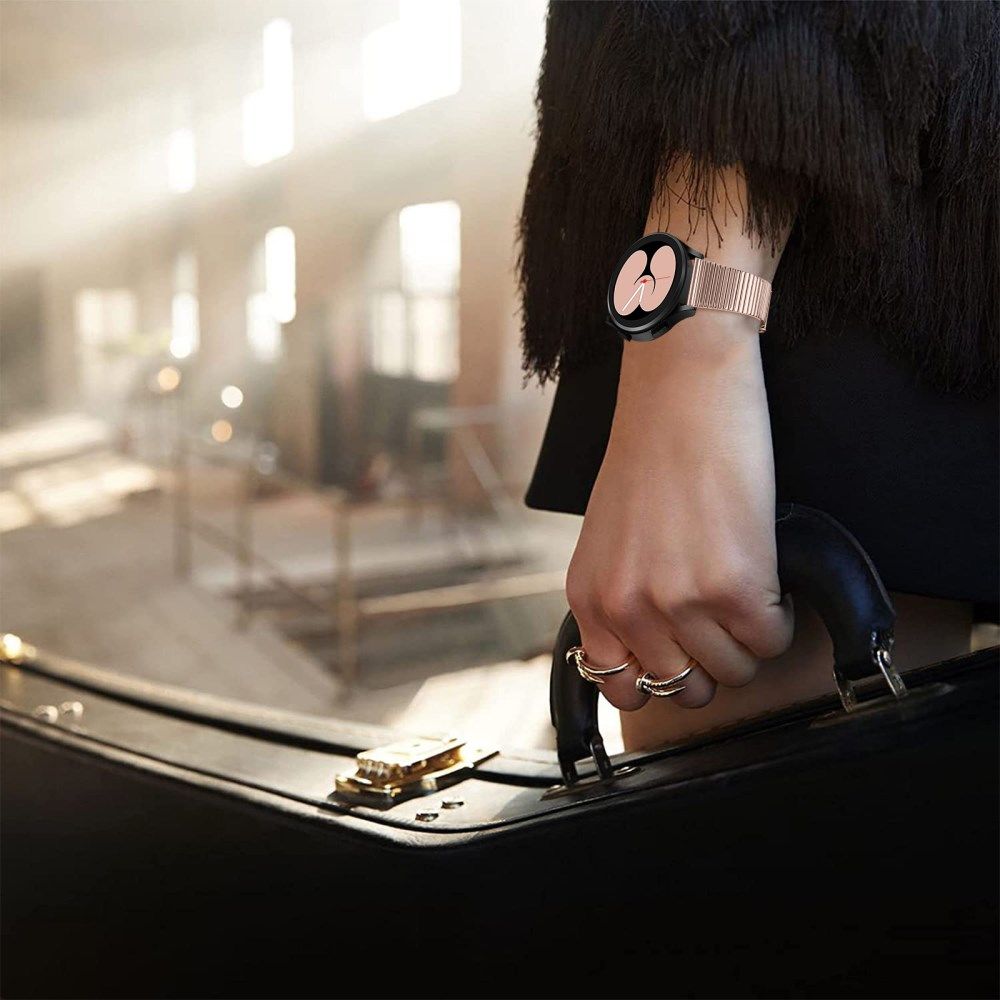 Universeel Smartwatch 22MM Bandje - Metaal - met Dubbele Gesp - Roze Goud afbeelding 8