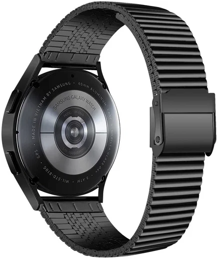 Universeel Smartwatch 20MM Bandje - Metaal - met Dubbele Gesp - Zwart afbeelding 2