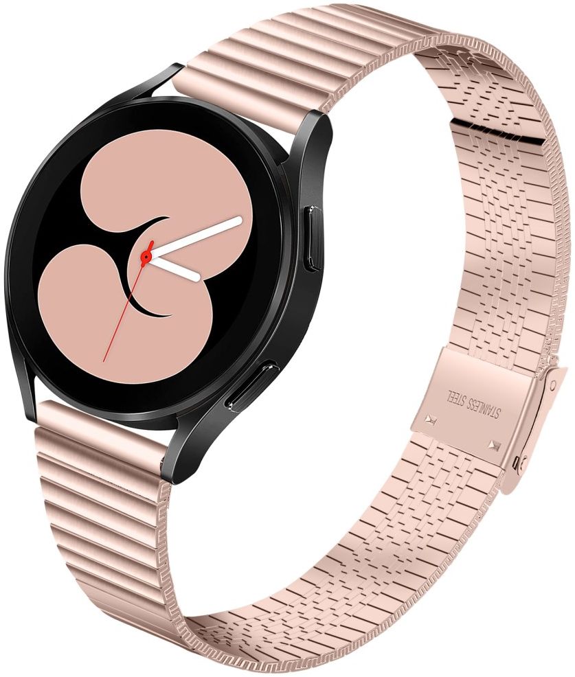 Universeel Smartwatch 20MM Bandje - Metaal - met Dubbele Gesp - Roze afbeelding 1