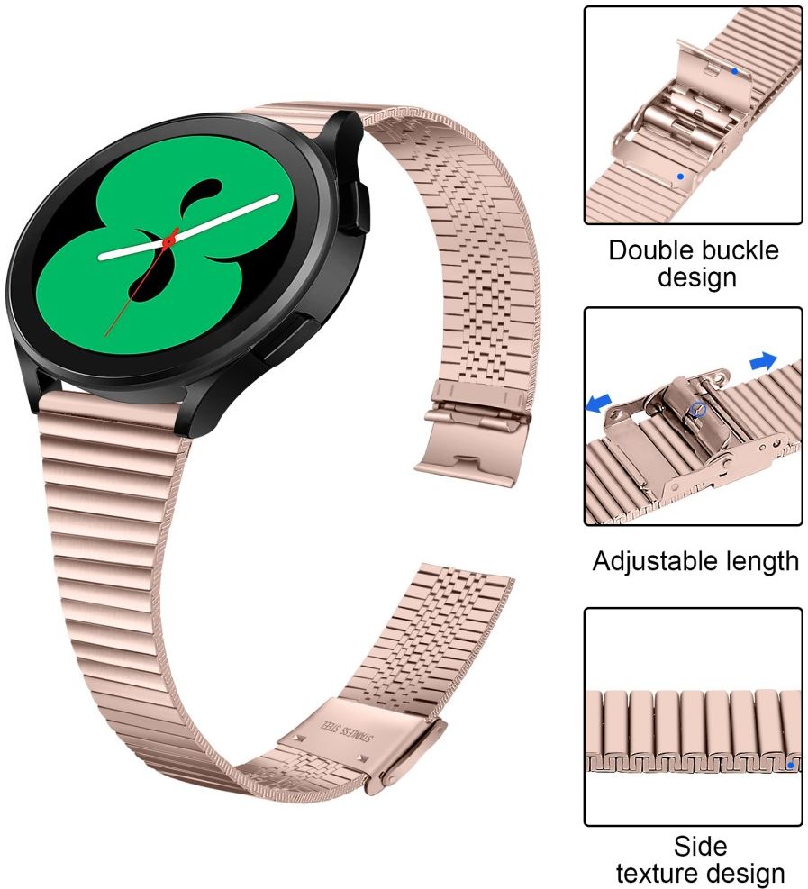 Universeel Smartwatch 20MM Bandje - Metaal - met Dubbele Gesp - Roze afbeelding 4