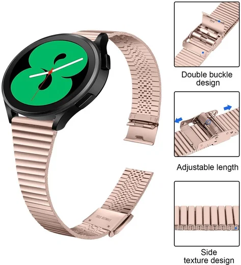 Universeel Smartwatch 20MM Bandje - Metaal - met Dubbele Gesp - Roze afbeelding 4