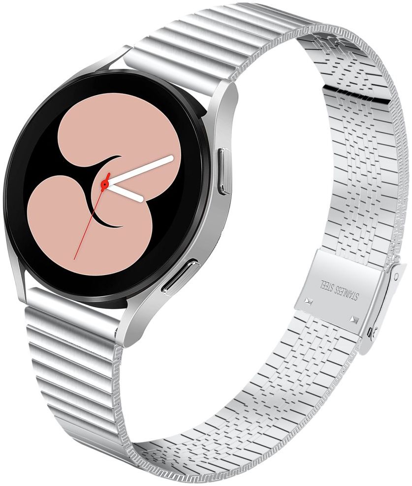 Universeel Smartwatch 20MM Bandje - Metaal - met Dubbele Gesp - Zilver afbeelding 1