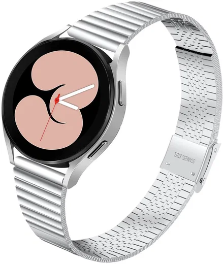 Universeel Smartwatch 20MM Bandje - Metaal - met Dubbele Gesp - Zilver afbeelding 1