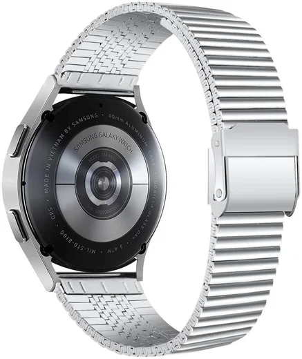 Universeel Smartwatch 20MM Bandje - Metaal - met Dubbele Gesp - Zilver afbeelding 2