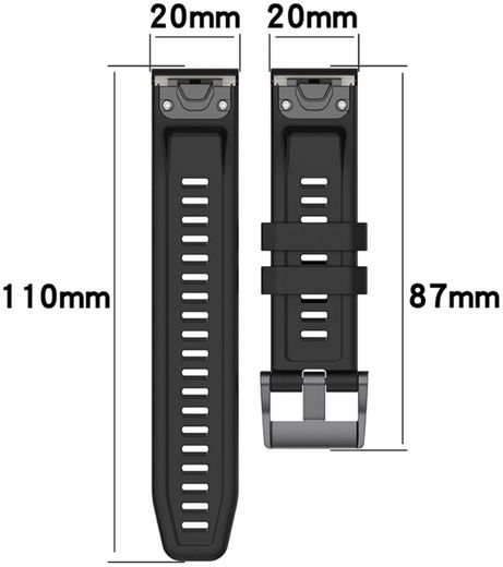 Universeel Garmin QuickFit 20MM Bandje Siliconen Gespsluiting Zwart afbeelding 6