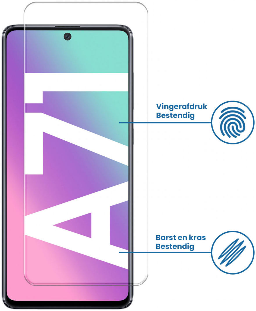 Samsung Galaxy A71 Tempered Glass Case Friendly Screenprotector afbeelding 2