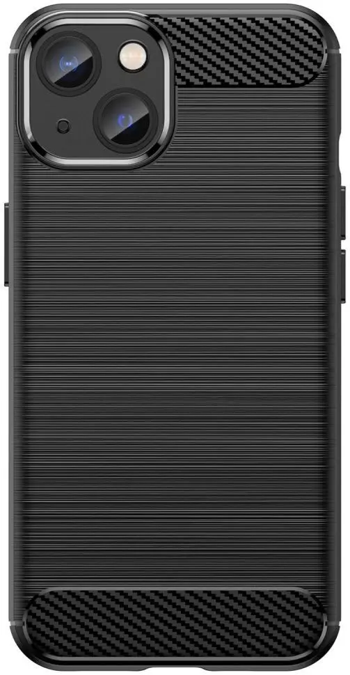 Apple iPhone 14 Hoesje Geborsteld TPU Flexibele Back Cover Zwart afbeelding 4