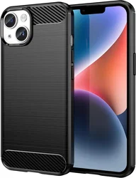Apple iPhone 14 Hoesje Geborsteld TPU Flexibele Back Cover Zwart afbeelding