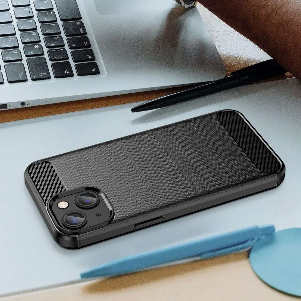 Apple iPhone 14 Hoesje Geborsteld TPU Flexibele Back Cover Zwart afbeelding 9