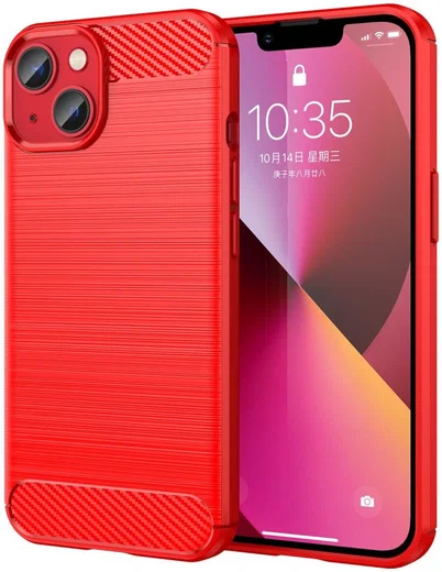 Apple iPhone 14 Hoesje Geborsteld TPU Flexibele Back Cover Rood afbeelding 1
