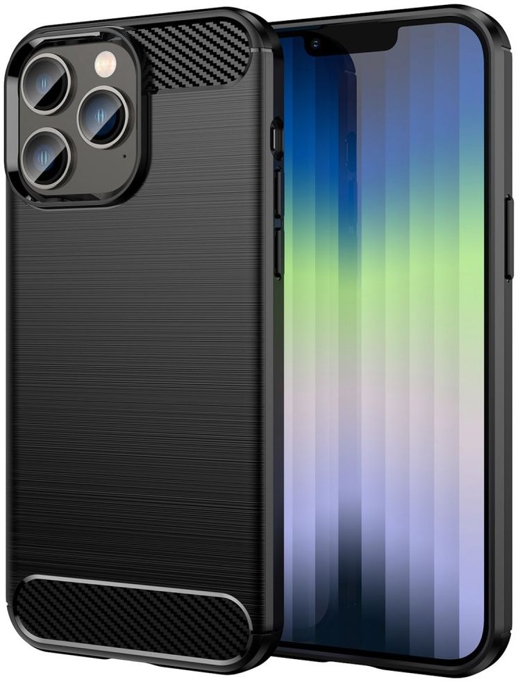 Apple iPhone 14 Pro Hoesje Geborsteld TPU Flexibele Back Cover Zwart afbeelding 1