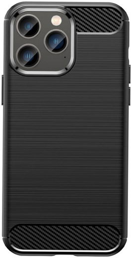 Apple iPhone 14 Pro Hoesje Geborsteld TPU Flexibele Back Cover Zwart afbeelding 2