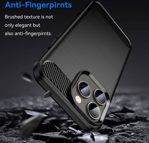 Apple iPhone 14 Pro Hoesje Geborsteld TPU Flexibele Back Cover Zwart afbeelding 4