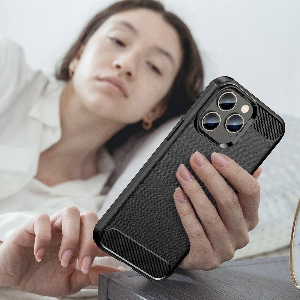 Apple iPhone 14 Pro Hoesje Geborsteld TPU Flexibele Back Cover Zwart afbeelding 8