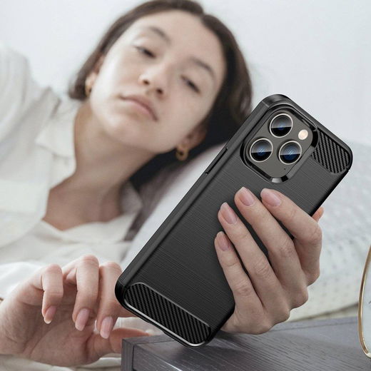 Apple iPhone 14 Pro Hoesje Geborsteld TPU Flexibele Back Cover Zwart afbeelding 8