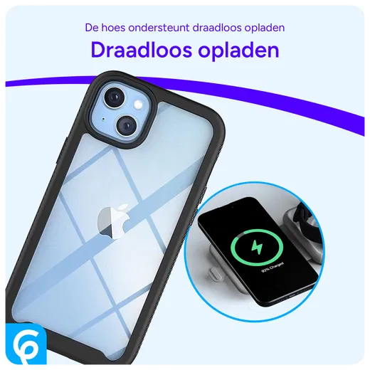Apple iPhone 14 Hoesje Full Protect 360° Cover Hybride Zwart afbeelding 4