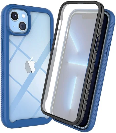 Apple iPhone 14 Hoesje Full Protect 360° Cover Hybride Blauw afbeelding 1