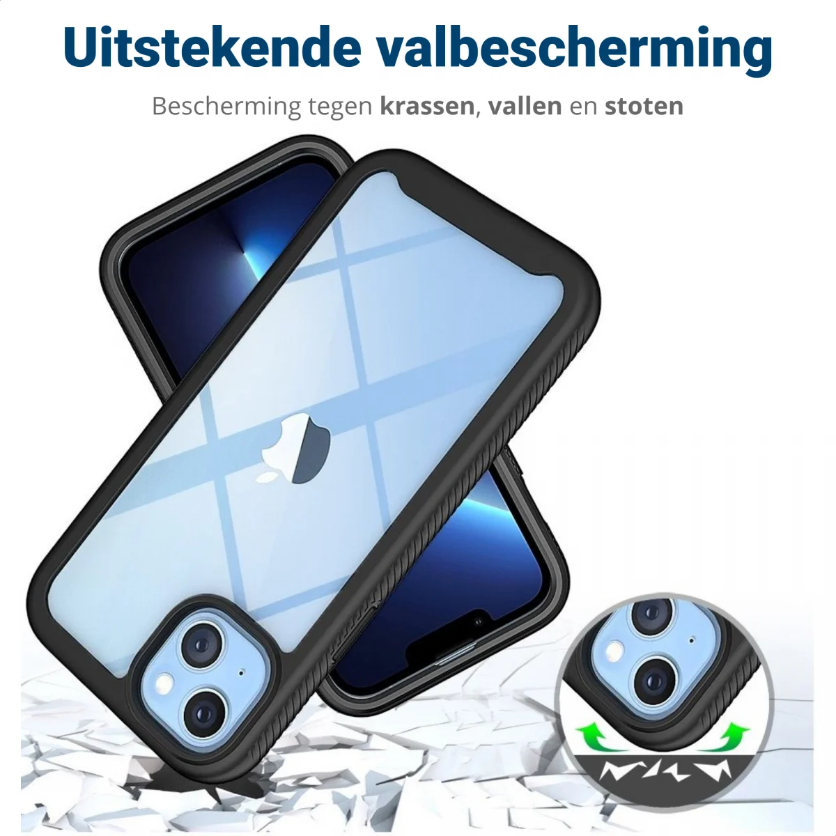 Apple iPhone 14 Hoesje Full Protect 360° Cover Hybride Blauw afbeelding 4