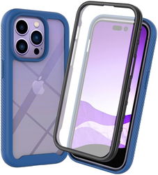 Apple iPhone 14 Pro Hoesje Full Protect 360° Cover Hybride Blauw afbeelding