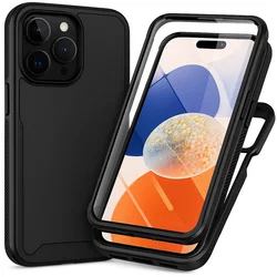 Apple iPhone 14 Pro Max Hoesje Full Protect 360° Cover Hybride Zwart afbeelding