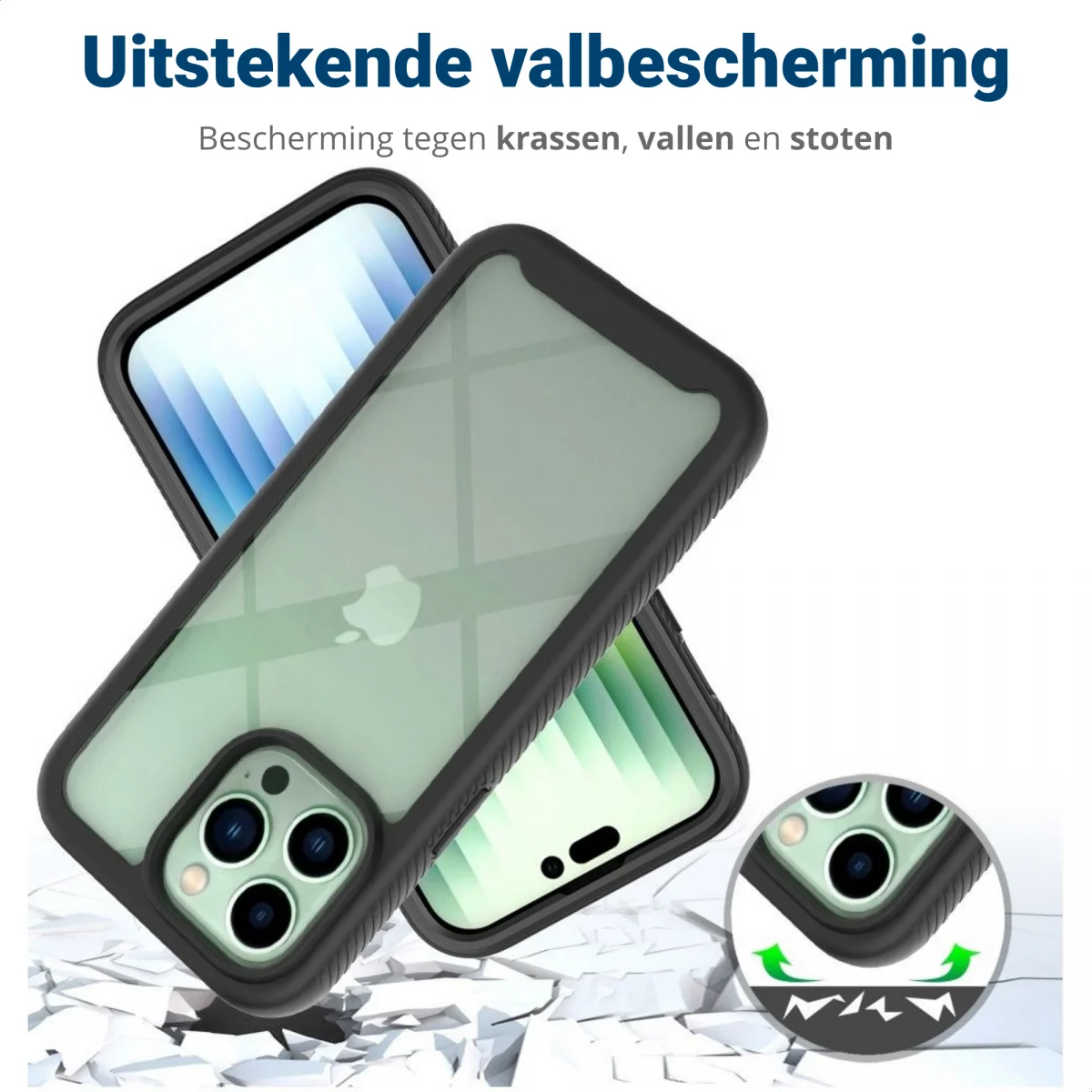 Apple iPhone 14 Pro Max Hoesje Full Protect 360° Cover Hybride Zwart afbeelding 6