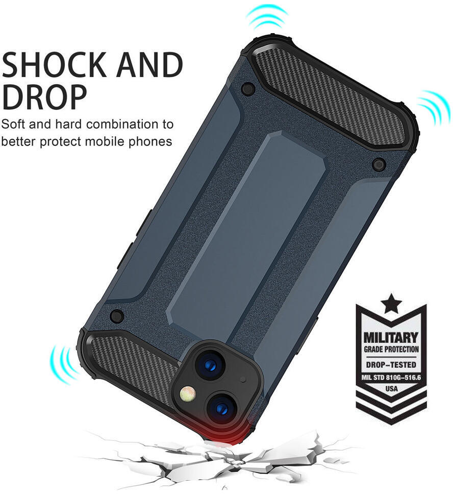 Apple iPhone 14 Hoesje Shock Proof Hybride Back Cover Zwart afbeelding 2