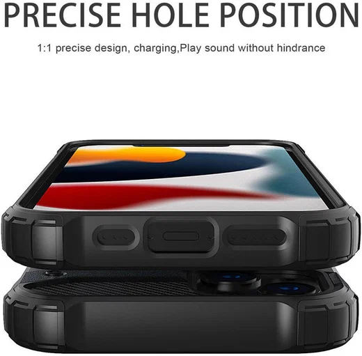 Apple iPhone 14 Hoesje Shock Proof Hybride Back Cover Zwart afbeelding 5