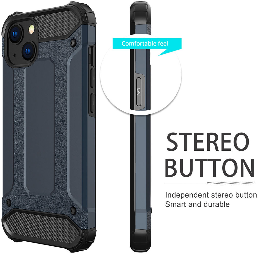 Apple iPhone 14 Hoesje Shock Proof Hybride Back Cover Blauw afbeelding 4