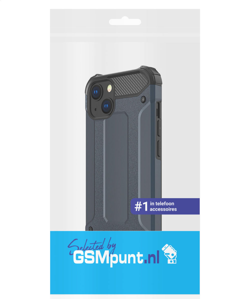 Apple iPhone 14 Hoesje Shock Proof Hybride Back Cover Blauw afbeelding 6