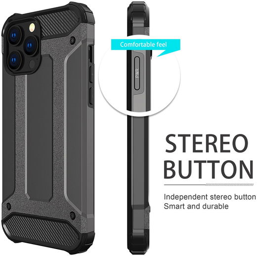 Apple iPhone 14 Pro Hoesje Shock Proof Hybride Back Cover Zwart afbeelding 3